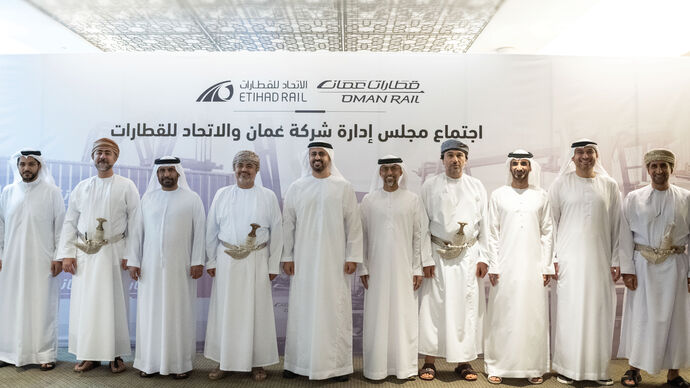 Theyab bin Mohamed bin Zayed attends Oman and Etihad Rail Company board meeting in Muscat