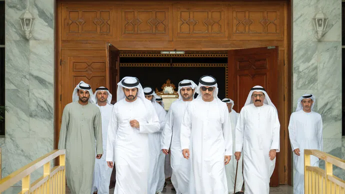 Hamdan bin Mohammed bin Rashid receives Hazza bin Zayed in Dubai