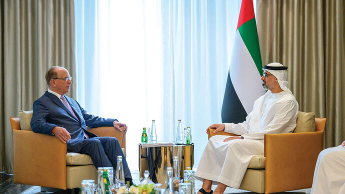 Khaled bin Mohamed bin Zayed meets CEO of asset management company BlackRock