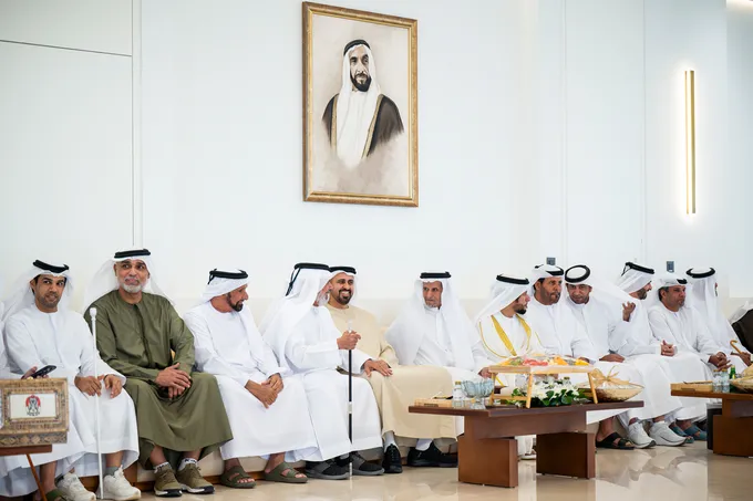 ذياب بن محمد بن زايد يحضر حفل استقبال بمناسبة زفاف محمد بخيت المنهالي