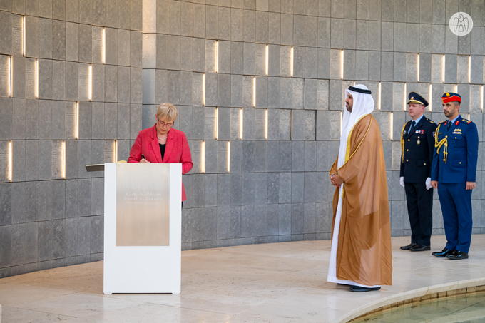 Theyab bin Mohamed bin Zayed receives President of Slovenia at Wahat Al Karama